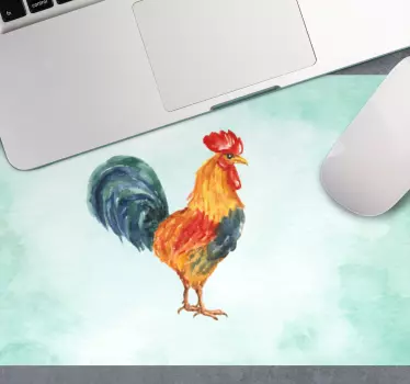 Mouse pad original ilustración de gallo colorido - TenVinilo