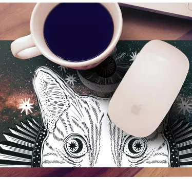 Mouse pad original ilustración de gato celestial - TenVinilo