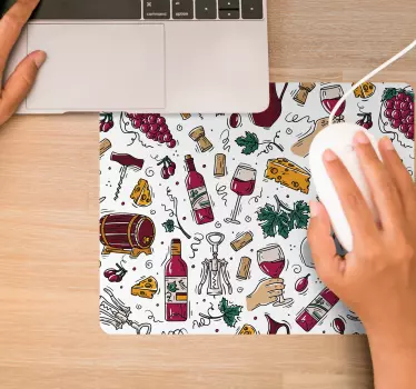 Mouse pad original ilustraciones con vino - TenVinilo
