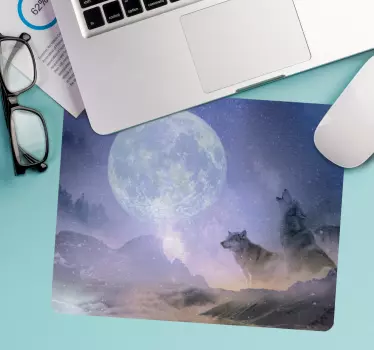 Mouse pad original lobo aullando a la luna - TenVinilo