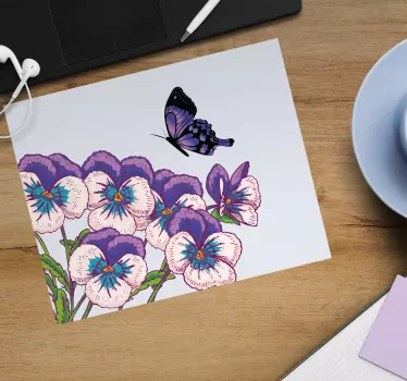 Mouse pad original mariposa floral púrpura - TenVinilo