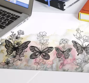 Mouse pad original mariposas y flores - TenVinilo