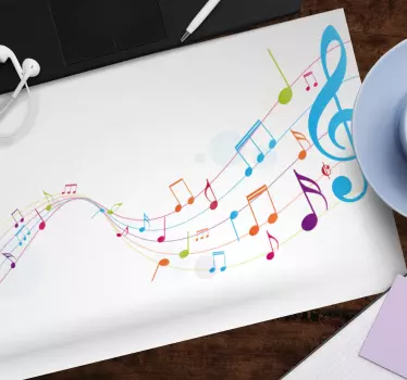 Mouse pad original notas musicales coloridas - TenVinilo