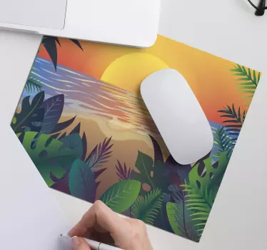 Mouse pad original oasis de puesta de sol tropical - TenVinilo