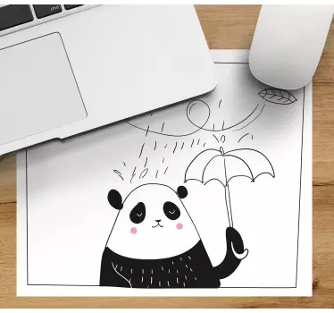 Mouse pad original panda juguetón con paraguas - TenVinilo