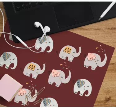 Mouse pad original patrón de elefantes lindos - TenVinilo