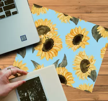 Mouse pad original patrón de flores de girasol - TenVinilo