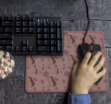 Mouse pad original patrón floral de erizo - TenVinilo