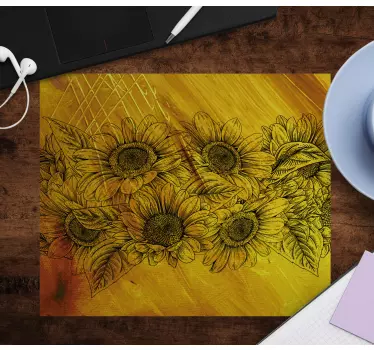 Mouse pad original patrón floral de girasoles - TenVinilo