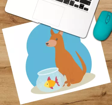 Mouse pad original perro juguetón mirando peces - TenVinilo