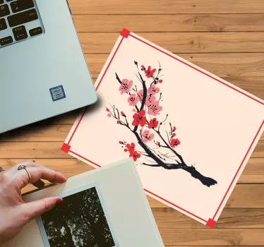 Mouse pad original rama de cerezo en flor - TenVinilo