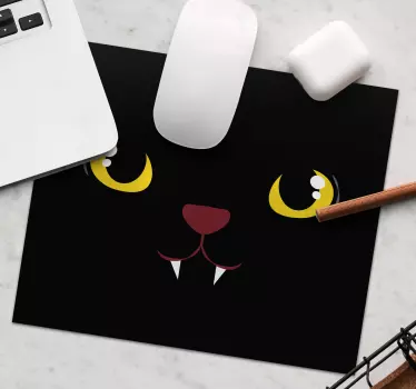 Mouse pad original rasgos faciales de gato - TenVinilo