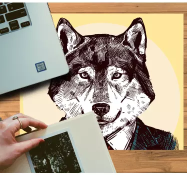 Mouse pad original retrato de lobo elegante - TenVinilo