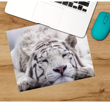Mouse pad original tigre blanco descansando - TenVinilo