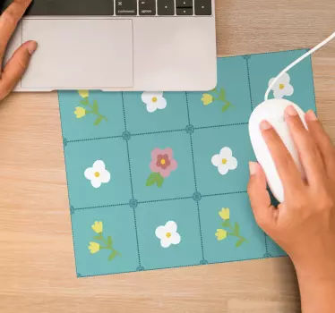 Mouse pad textura arreglo floral con azulejos - TenVinilo