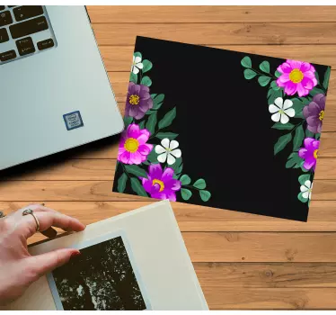 Mouse pad textura arreglo floral en esquina - TenVinilo