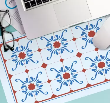 Mouse pad textura composición de azulejos botánicos - TenVinilo