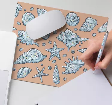 Mouse pad textura con conchas y estrellas de mar - TenVinilo