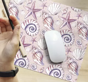 Mouse pad textura con diseño de conchas y estrellas - TenVinilo