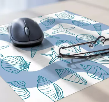 Mouse pad textura con motivo de conchas marinas - TenVinilo