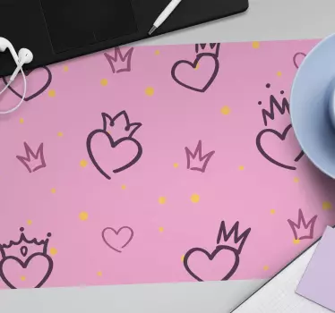 Mouse pad textura corazones con coronitas - TenVinilo