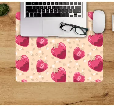 Mouse pad textura corazones de fresa lindos - TenVinilo
