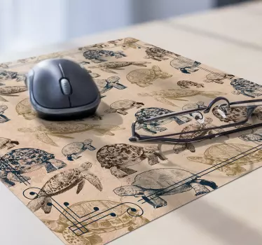 Mouse pad textura diseño de tortugas dibujadas - TenVinilo