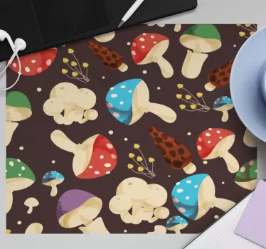 Mouse pad textura estampado de hongos coloridos - TenVinilo