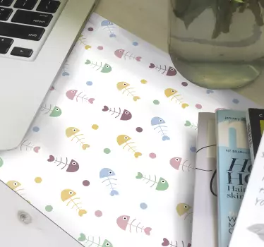 Mouse pad textura huesos de pescado coloridos - TenVinilo