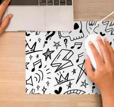 Mouse pad textura iconos musicales estilizados - TenVinilo