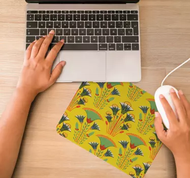Mouse pad textura ilustración floral vibrante - TenVinilo