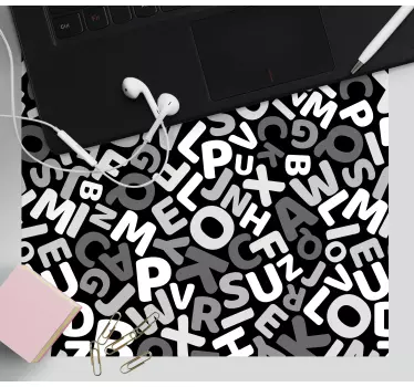 Mouse pad textura letras monocromáticas abstractas - TenVinilo
