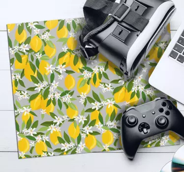 Mouse pad textura limón floral vibrante - TenVinilo