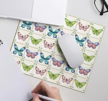 Mouse pad textura mosaico de mariposas coloridas - TenVinilo