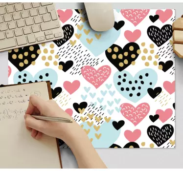 Mouse pad textura motivos de corazones coloridos - TenVinilo