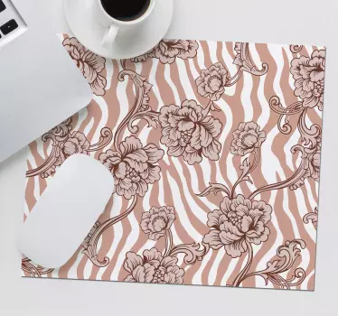 Mouse pad textura patrón cebra floral - TenVinilo