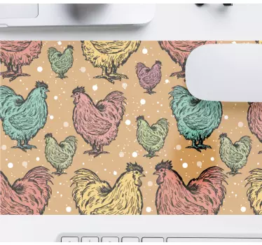 Mouse pad textura patrón de gallinas coloridas - TenVinilo