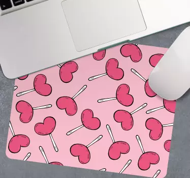 Mouse pad textura patrón de piruletas en forma de corazón - TenVinilo