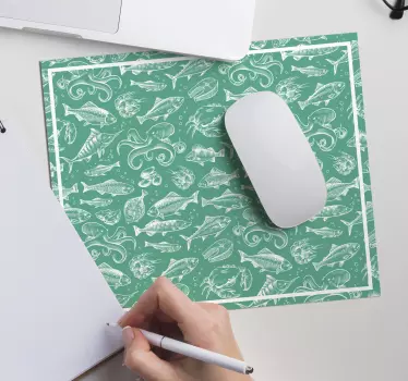 Mouse pad textura peces y criaturas del océano - TenVinilo