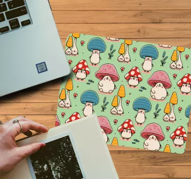 Mouse pad textura personajes de hongos juguetones - TenVinilo
