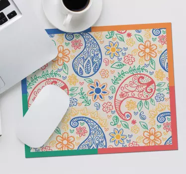 Mouse pad textura remolinos florales coloridos - TenVinilo