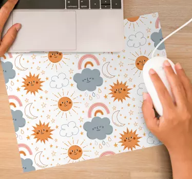 Mouse pad textura sol y nubes alegres - TenVinilo