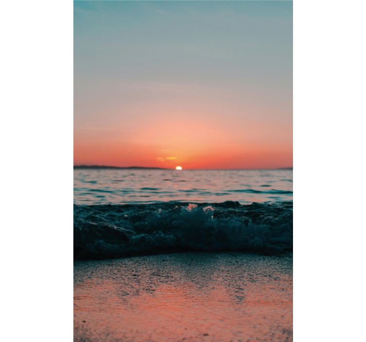 Cortina roller baño puesta de sol en una playa - TenVinilo