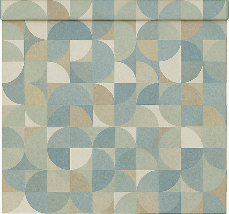 Cortina roller moderno formas abstractas verdes - TenVinilo