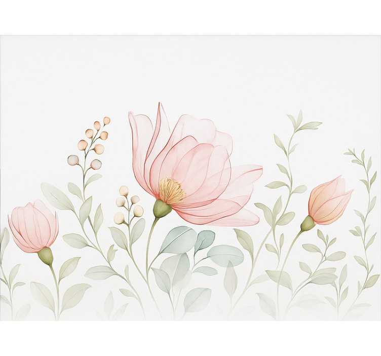 Cortina roller habitación matrimonio flores abstractas - TenVinilo