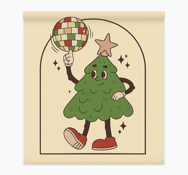 Cortina roller living comedor árbol de discoteca maravilloso - TenVinilo