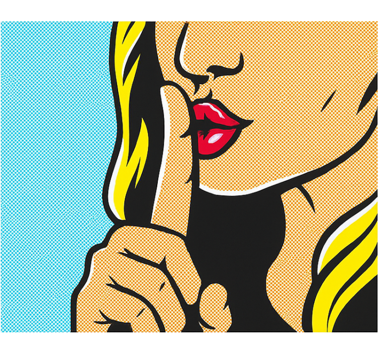 Cortina roller juvenil chica del arte pop haciendo silencio - TenVinilo