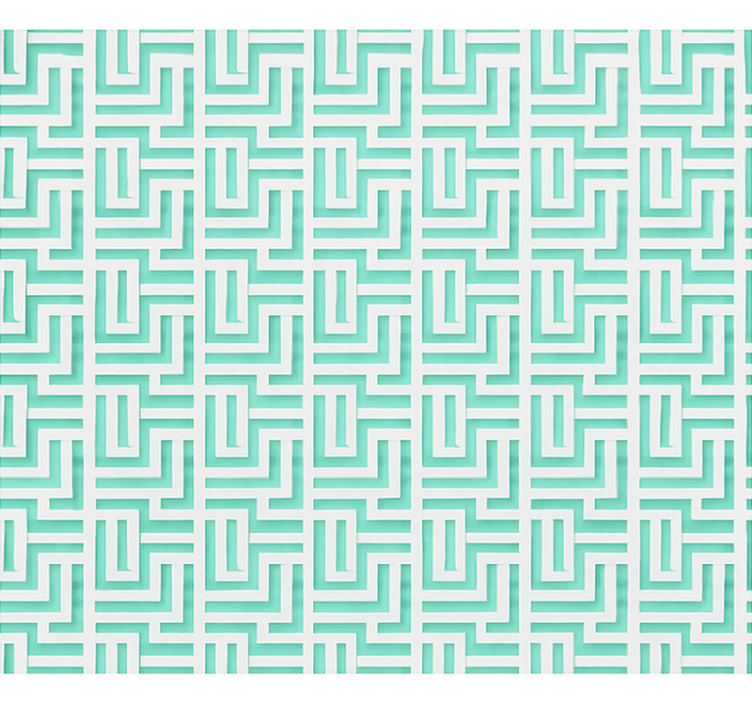 Cortina roller comedor efecto de cuadrados geométricos azules - TenVinilo