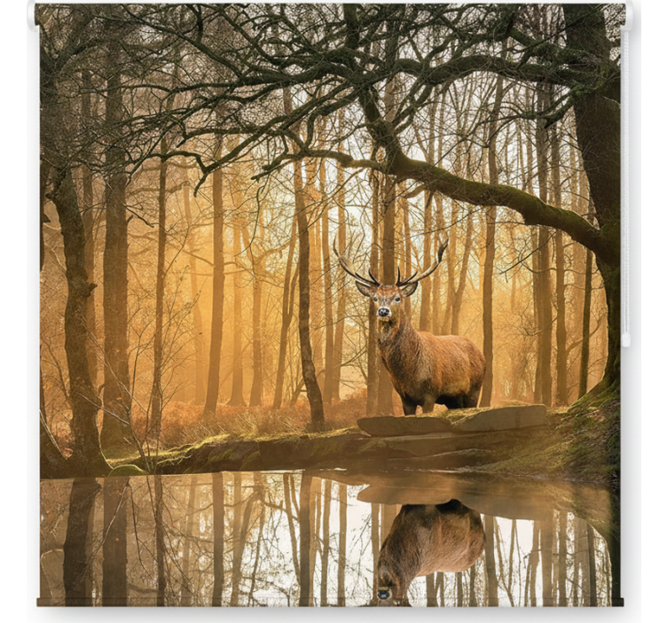 Cortina roller árboles lago ciervo dorado - TenVinilo