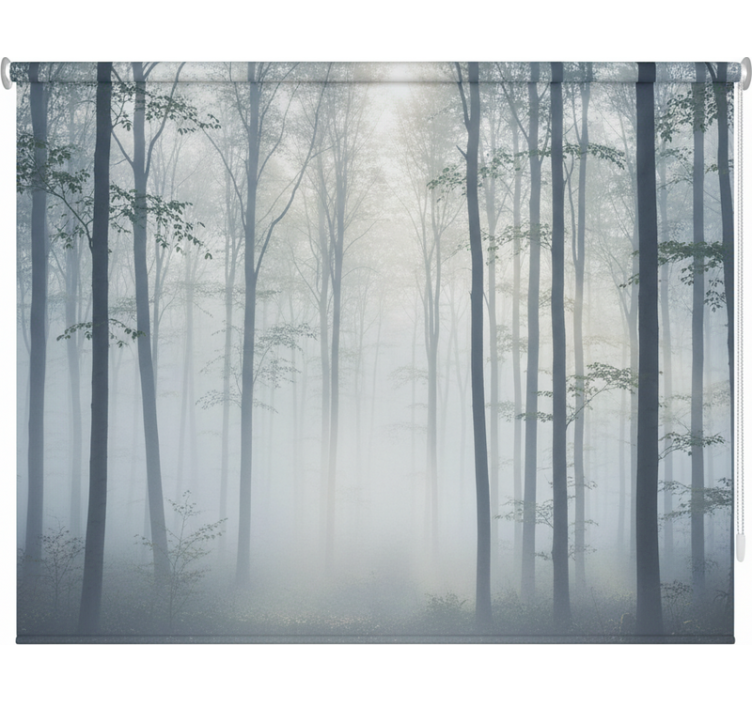 Cortina roller árboles mural de niebla atmosférica - TenVinilo